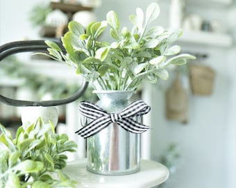 Mini Milk Can-tiered tray mini floral arrangement-greenery-mini farmhouse home decor-galvanized-greenery decor-small arrangement-table decor