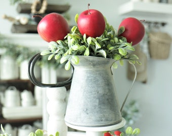 Galvanized Boxwood Arrangement-Apple Bucket-Fall Decor-Tier Tray Farmhouse Decor-Fall Tiered Tray Decor-Harvest Decor-Apple Decor-Autumn