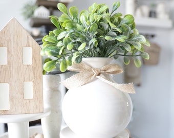 Boxwood Arrangement-Tier Tray Farmhouse Decor-Tier Tray Plant-Tier Tray Greenery-Tier Tray Decor-floral tray-Coffee Bar Decor-Bathroom Plant