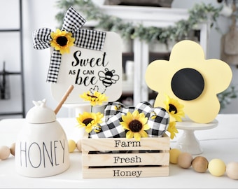 Honey Bee Wooden Crate with Hearts-Coffee Bar Decor-Tiered Tray-Summer Decor-Spring Decor-Small Signs-Tier Tray Decor-Honey--Queen Bee