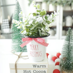 Christmas Floral Arrangement-Winter Wonderland-Snowflake-Christmas Decor-Christmas Tiered Tray Decor-Cocoa Bar-Tier Tray Plant-Centerpiece