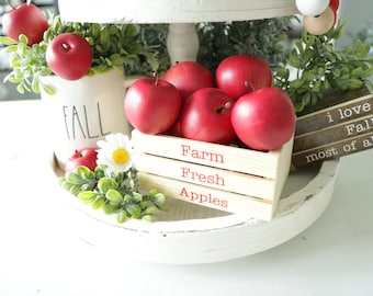 Farm Fresh Apples Wooden Crate-Fall Pumpkin-Autumn Decor-Pumpkin Decor-Fall Decor-Apple Harvest-Tier Tray-Pumpkins-Neutral Fall-Apple Pie