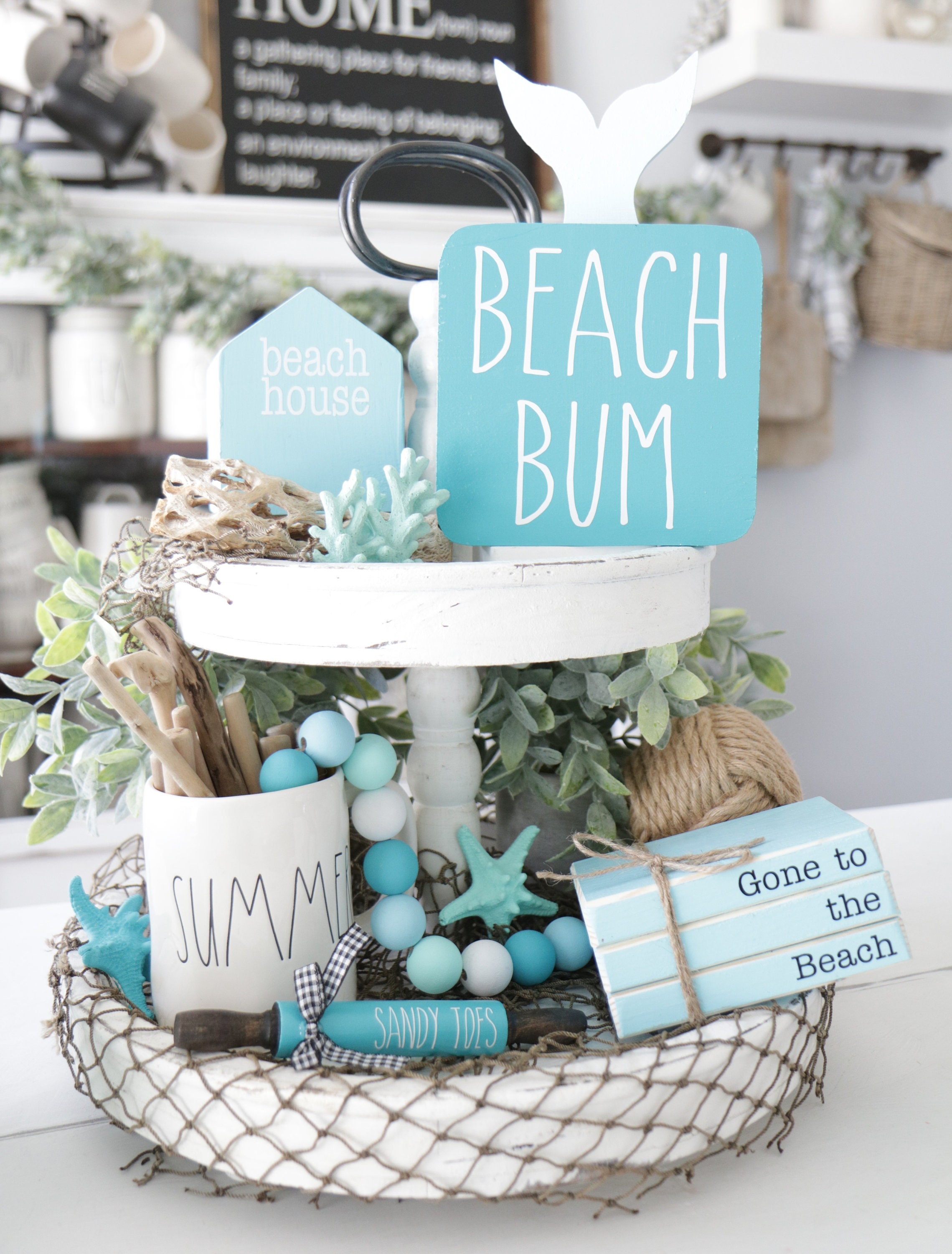 Beach DecorSummer DecorBeachyNauticalMini SignTier Tray Etsy