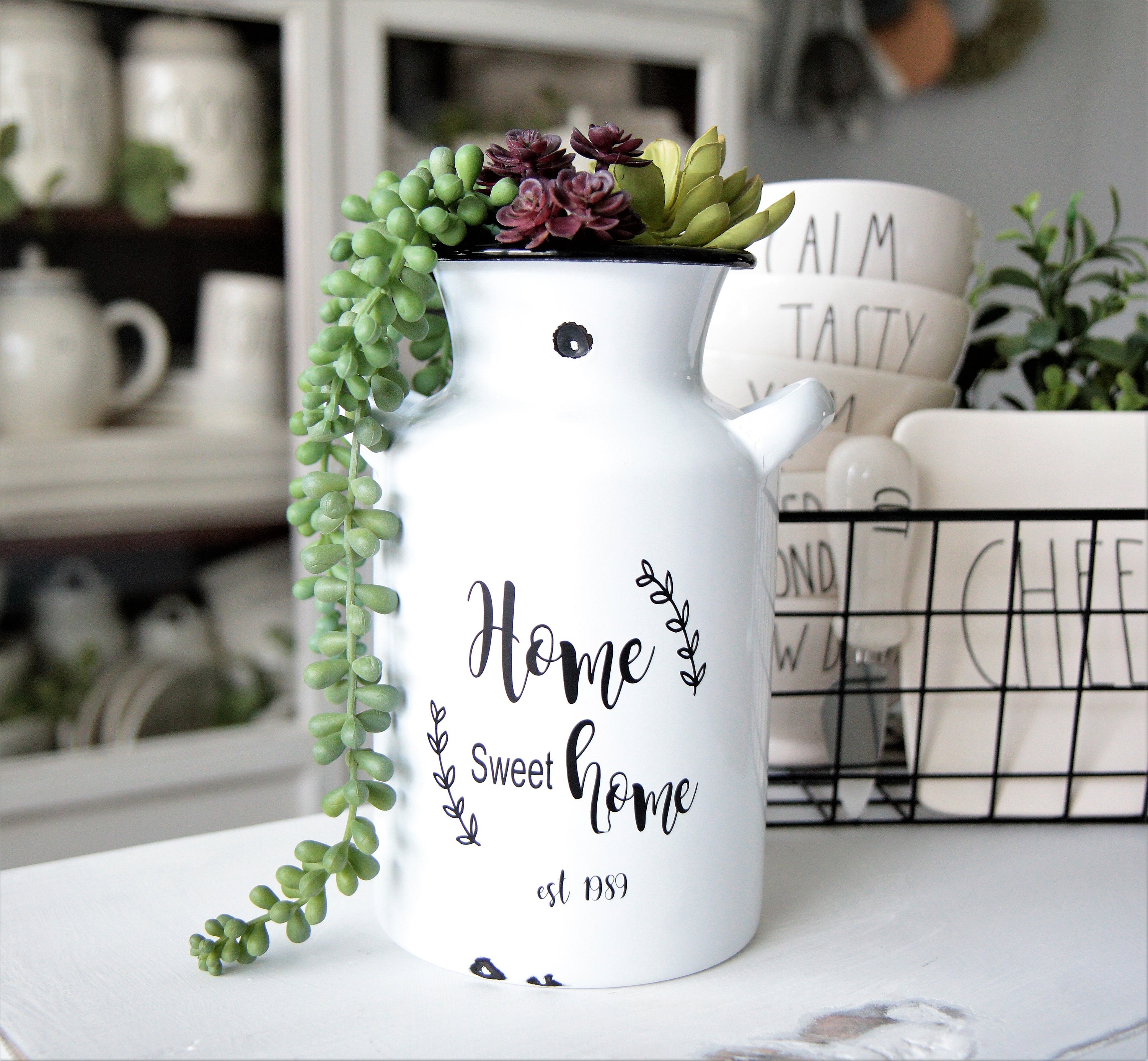 Farmhouse JugPersonalize Home sweet Home Est DateWhite Etsy