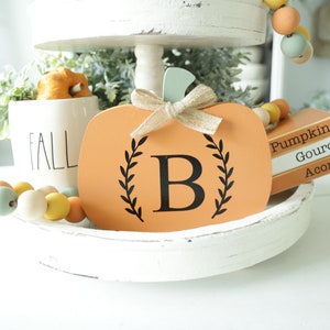 Monogram Pumpkin-Fall Tiered Tray Decor-Fall Home Decor-Tier Tray Pumpkin-Mini Wood Pumpkin-Fall Table Top Decor-Rustic Pumpkin-Farmhouse