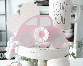 Love Bug-Volkswagen-Valentines Sweets-Wooden Heart-Tier Tray-Valentines Day Decor-Mantel Decor-XOXO-Hugs and Kisses-Shelf Sitter-Coffee Bar