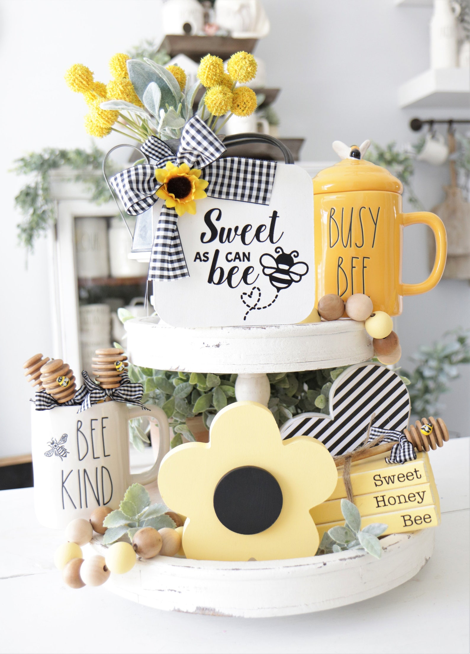 Honey Bee DecorSunflowerSunflower DecorTiered TrayMini Etsy