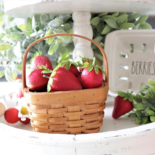 Strawberry Basketwhickersummer Decorstrawberry Decortier Etsy