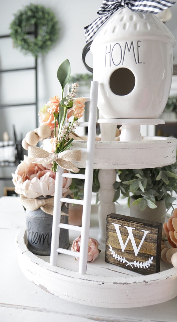 Mini Farmhouse Ladder tier Tray Decor wooden Ladder floral coffee Bar Decor tier Tray Greenery mini Wreath farmhouse Kitchen farmhouse Decor Etsy Canada