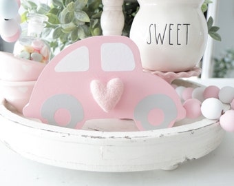 Love Bug-Volkswagen-Valentines Sweets-Wooden Heart-Tier Tray-Valentines Day Decor-Mantel Decor-XOXO-Hugs and Kisses-Shelf Sitter-Coffee Bar