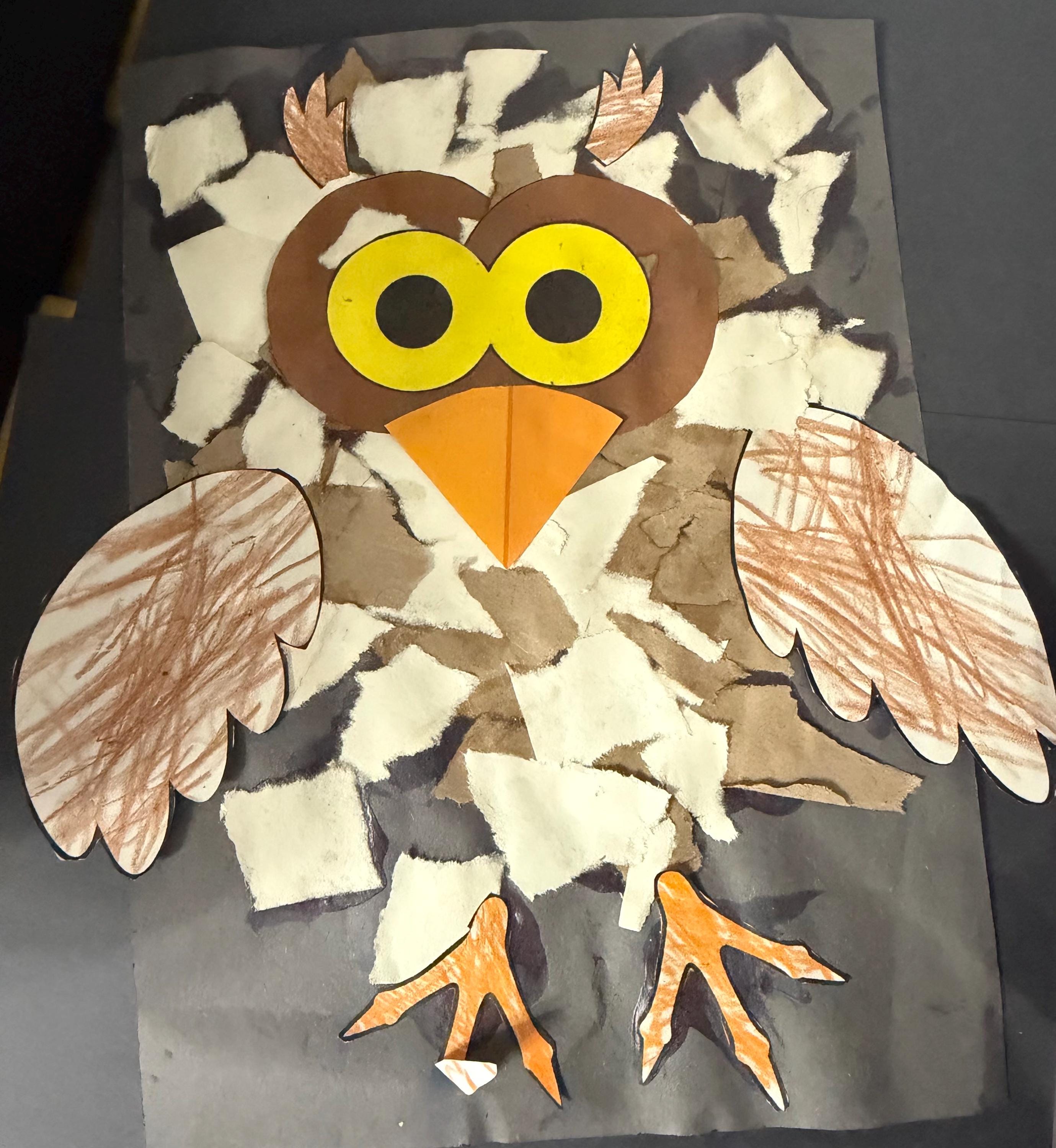 Fall Owl Craft Template for Kids, Torn Paper Easy Prep Autumn Activity