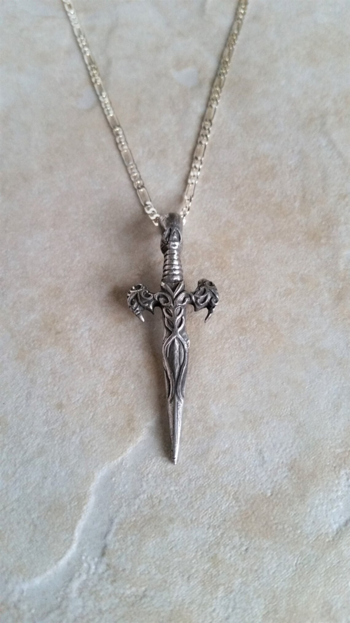 Sterling Silver Dagger Pendant Etsy