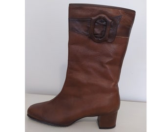 Vintage 1960s Selby Brown Leather Boots 8-1/2Narrow