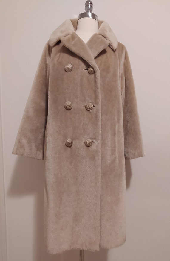 Brazotta Double-Breasted Faux Fur Tan Coat/NWT
