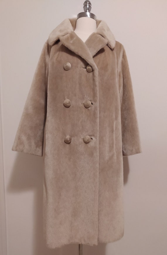 Brazotta Double breasted Faux Fur Tan Coat nwt Etsy