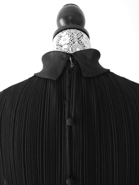 Vintage "Carlye" Black Pleated Sheer Cocktail Dre… - image 5