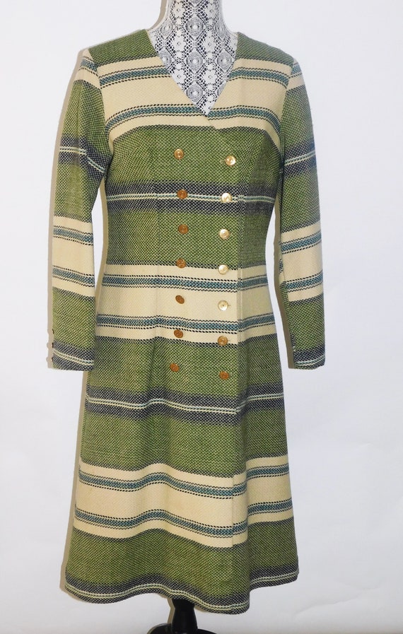 Small 1960s Coat Mod Gray Tweed Herringbone Double Breasted Winter Outerwear
