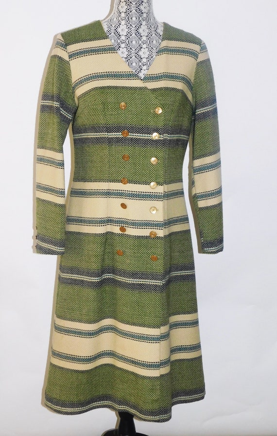 Vintage 1960's Wool Stripe Double-Breasted Coat