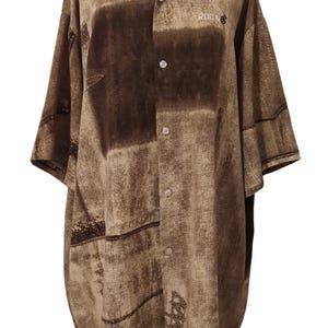 1990s Rocawear Men&#39;s Brown and Tan Plus Size Shirt