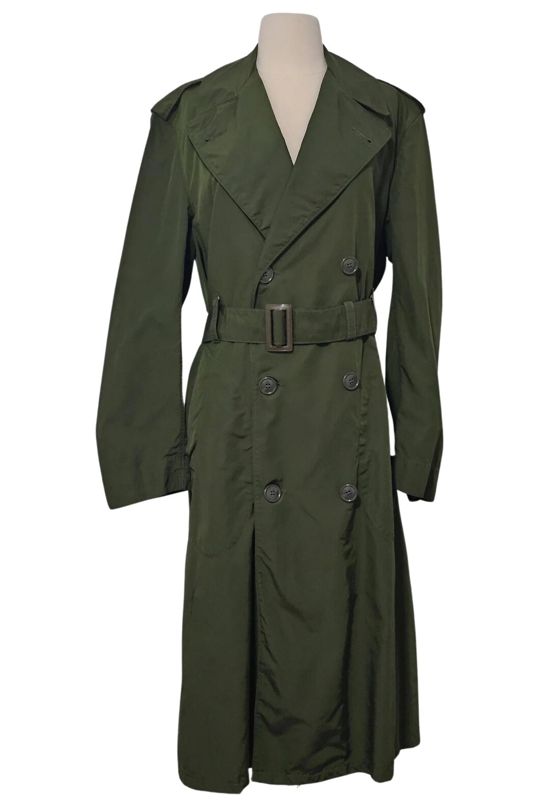 Vintage Men's Green Double-breasted Military Trench Coat - Etsy