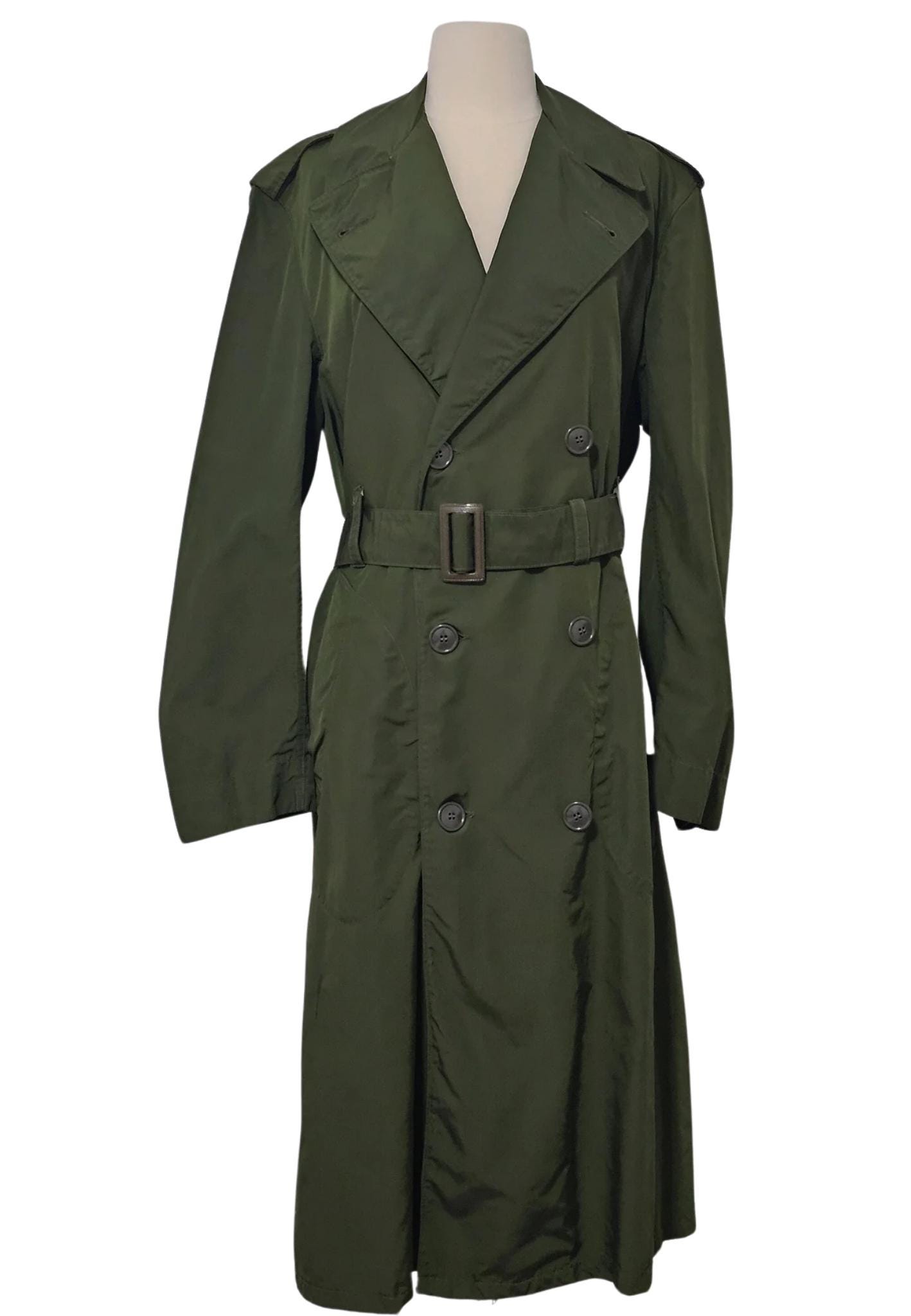 Vintage Men's Green Double-breasted Military Trench Coat - Etsy