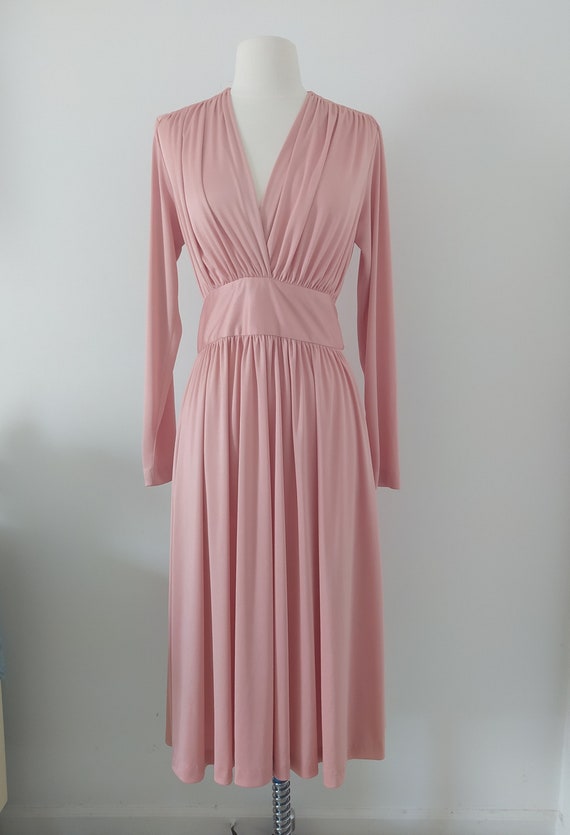 Joy Stevens 1970s Pink/ Dusty Rose Long Sleeve Bel