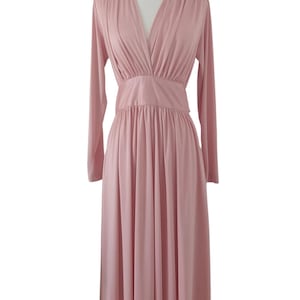 1970s Pink/ Dusty Rose Long Sleeve Belted Dress