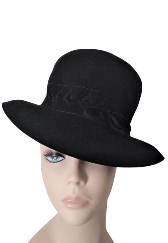 Vintage Lord & Taylor Black Felt Fedora Hat - Etsy display picture 1