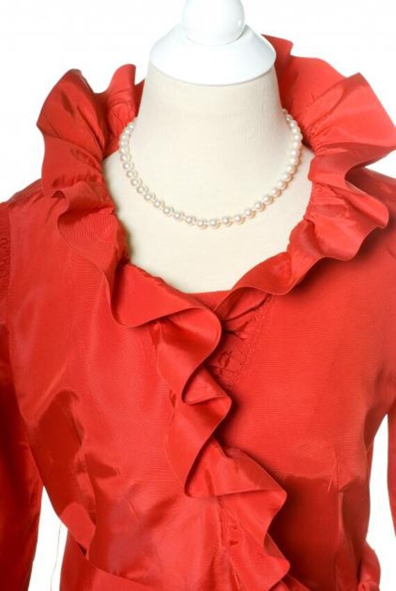 Vintage 1970's Red Ruffled Cocktail Dress - image 3
