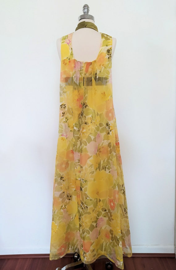 Vintage 1970s Floral Halter Neckline Gown - image 2
