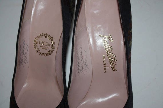 Vintage 1950's "I. Miller" Floral Satin Pumps - image 4