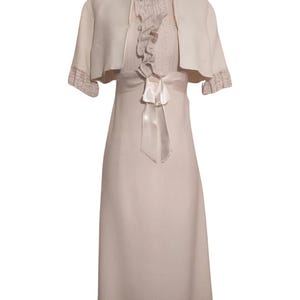 Vintage 1950s Cream Lace and Linen Dress and Bolero Jacket