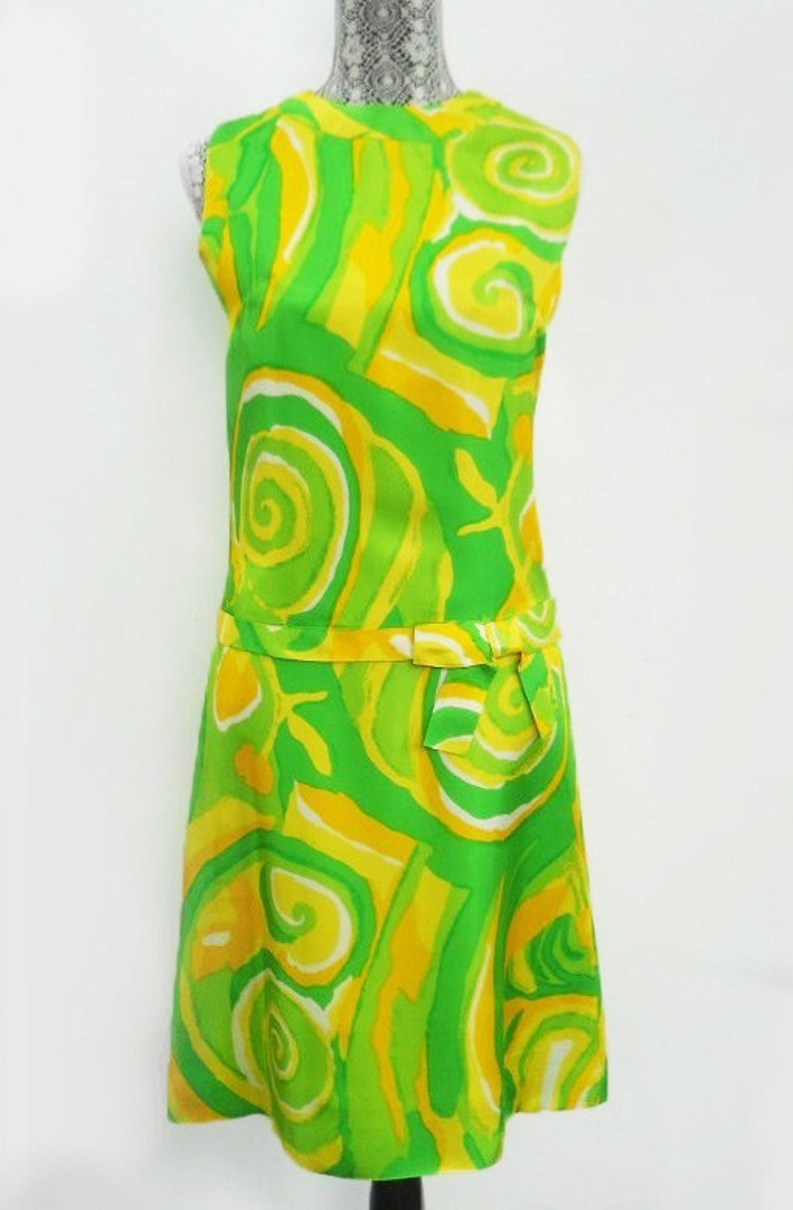 1960s Brown Swirl Print Dress and Jacket Set