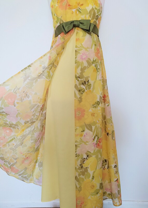 Vintage 1970s Floral Halter Neckline Gown - image 5