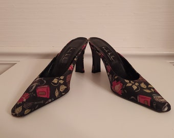 Nicole Miller 1990's Sling back Novelty Mule Shoes