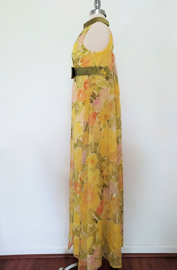 Vintage 1970s Floral Halter Neckline Gown - image 4