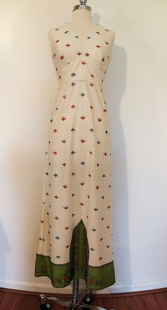 1970s Leslie Fay Paisley Print Maxi Dress - image 3