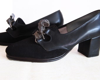 Vintage Black "JS Raub" Leather & Suede Oxford Shoes