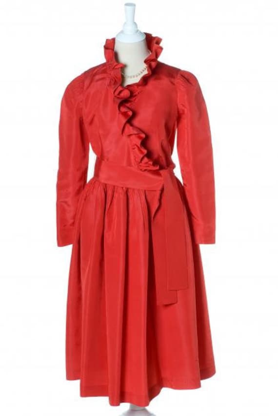 Vintage 1970's Red Ruffled Cocktail Dress