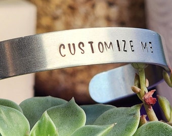 Hand Stamped Metal Bracelet - Personalize with Your Own Message