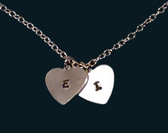 Custom Initials Heart Necklace | Hand Stamped Aluminum