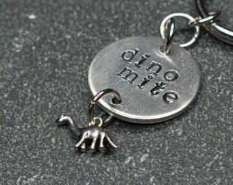 Dino-mite Hand Stamped keychain