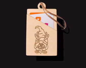 Gift Card Holder Wooden Laser Engraved - Christmas Themed Unique Gift