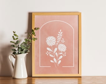 September | Birth Month Flower Print | Aster | Digital Print | Pink