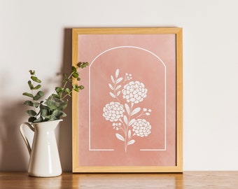 October | Birth Month Flower Print | Marigold | Digital Print | Pink