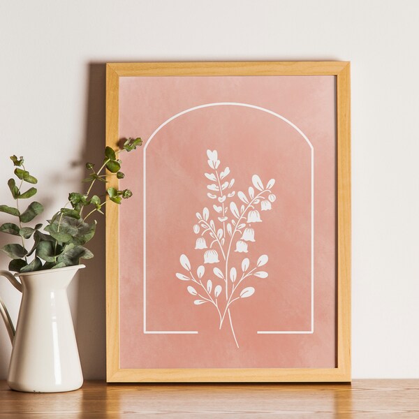 May | Birth Month Flower Print | Lily of the Valley | Digital Print | Pink