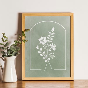 March | Birth Month Flower Print | Daffodil | Digital Print | Green