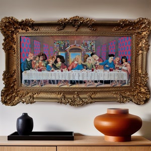 The Sickening Supper - Afdrukbare muurkunst digitale download met 5 bestandstypen, waaronder JPEG en PNG, Last Supper Parodie met Drag Race Queens