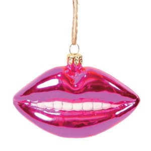Pink Lips Glass Ornament, Cody Foster Glass Bauble