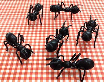 12 Large 3-D Ants, Plastic Ant Cupcake & Cake Toppers, Picnic Decor